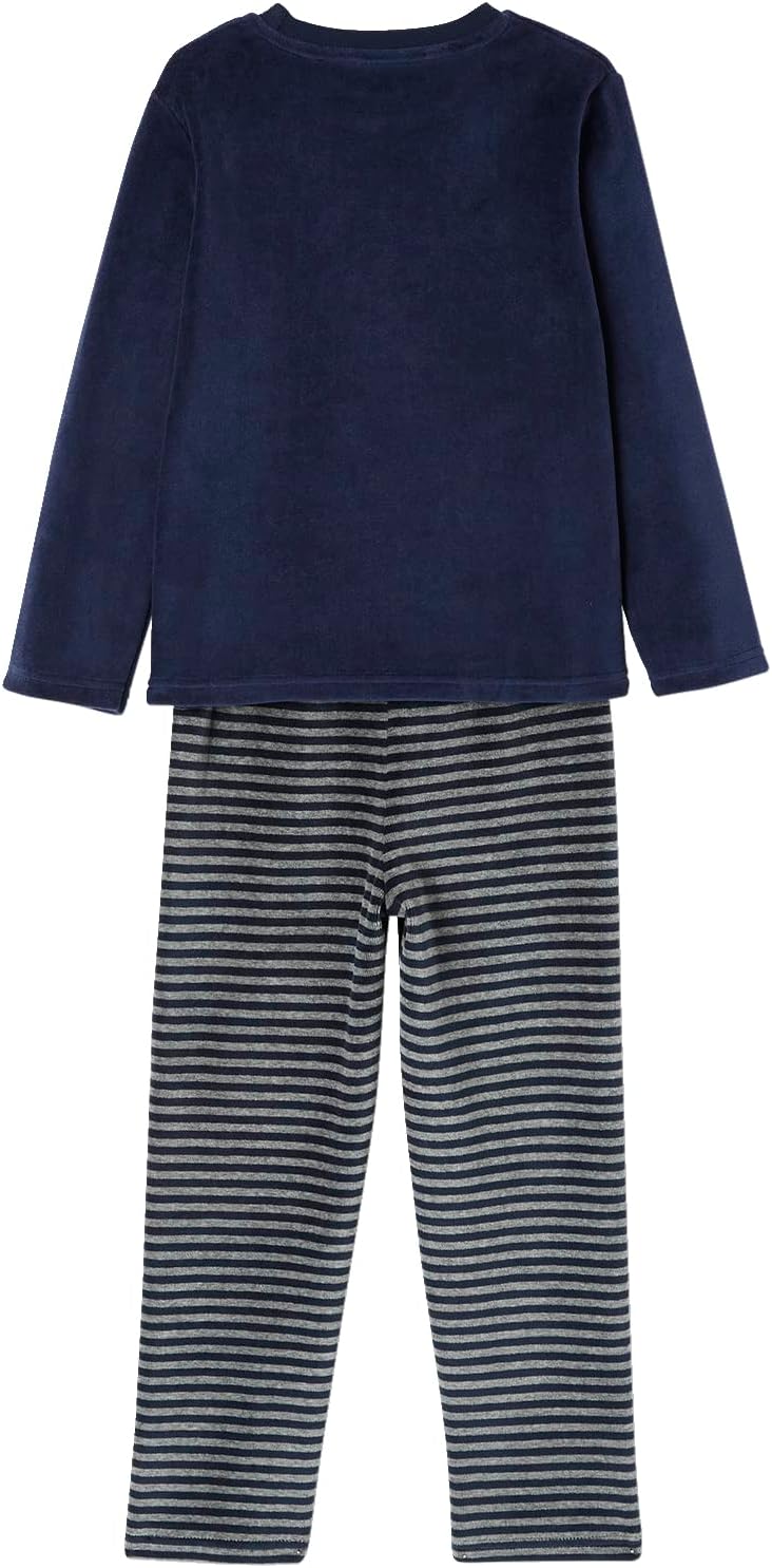 Vertbaudet VERTBAUDET2er-Pack Jungen Samt-Schlafanzüge, Natur Oeko-Tex 110 Pack Blau/Grau, 110 Pack