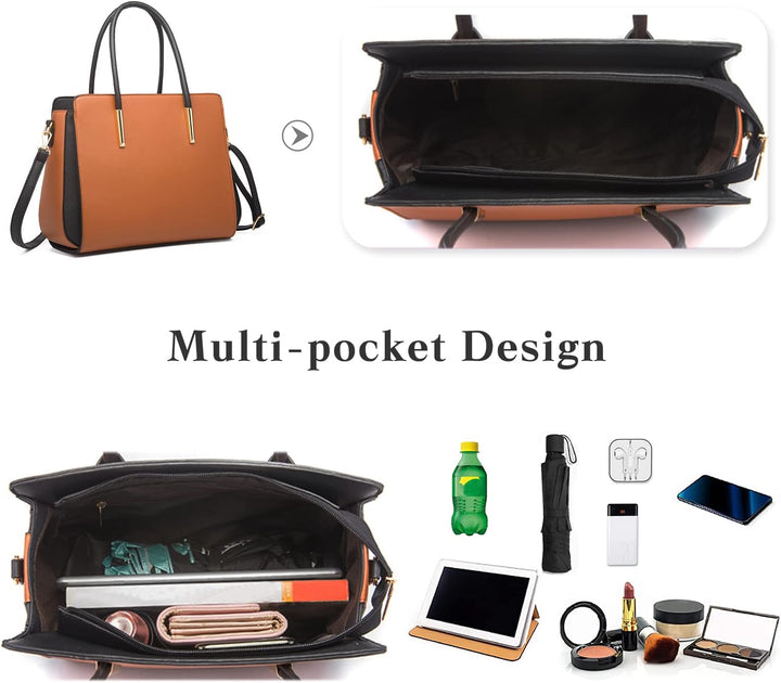 FANDARE Damen Handtasche 4 Stück Set Umhängetasche Frauen Reise Citytasche mit Unterarmtasche Brieft