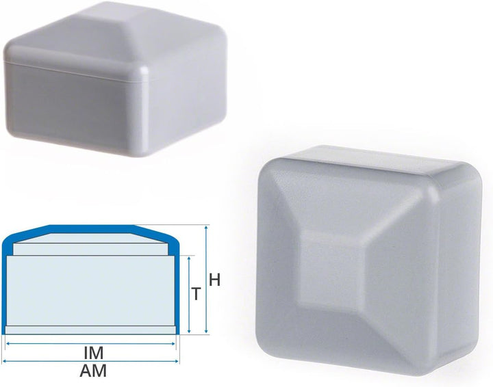 EMFA Zaunpfahlkappe 70x70 mm 10 Stück Grau Pfostenkappe quadratisch Zaunpfostenkappen Zaunabdeckung
