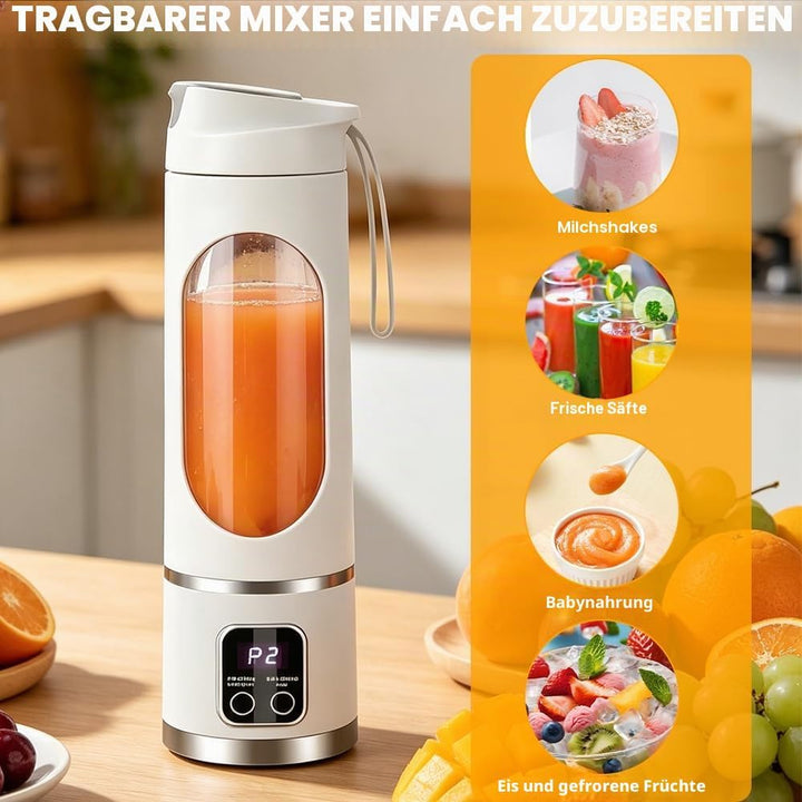 Tragbarer Mixer Smoothie Maker to Go, 450ML Portable Blender USB Wiederaufladbar Standmixer Klein mi