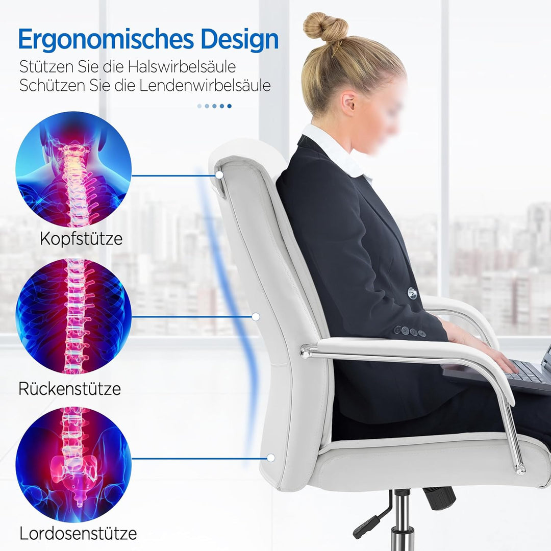 Yaheetech Bürostuhl Ergonomisch Schreibtischstuhl, Chefsessel, Drehstuhl mit Rollen, Drehbar und Wip