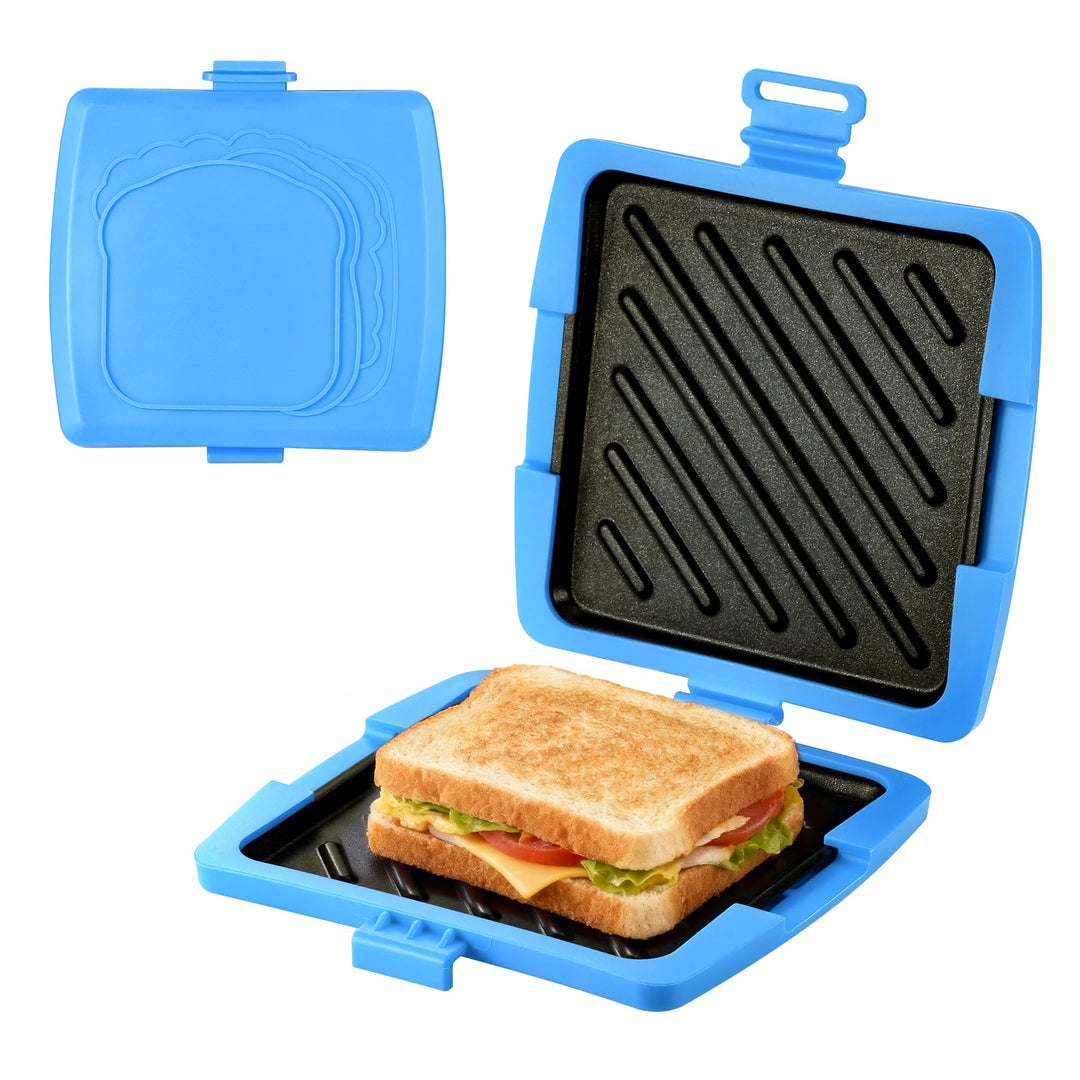 Sandwichmaker Mikrowellen, Sandwichtoaster 16 x 16 cm, Kontaktgrill Abnehmbare Platten und Silikonsc