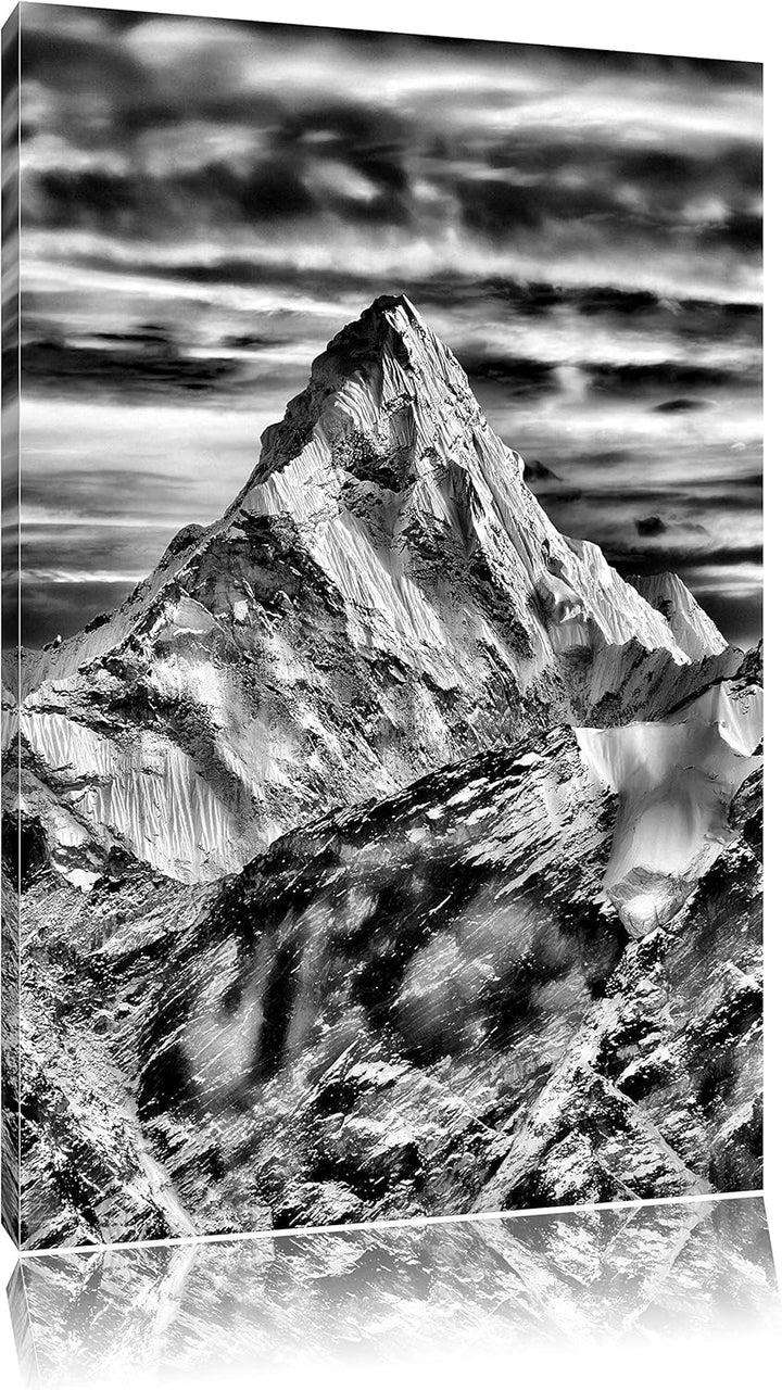 Pixxprint Berge in der Sonne / 100x70cm Leinwandbild bespannt auf Holzrahmen/Wandbild Kunstdruck Dek