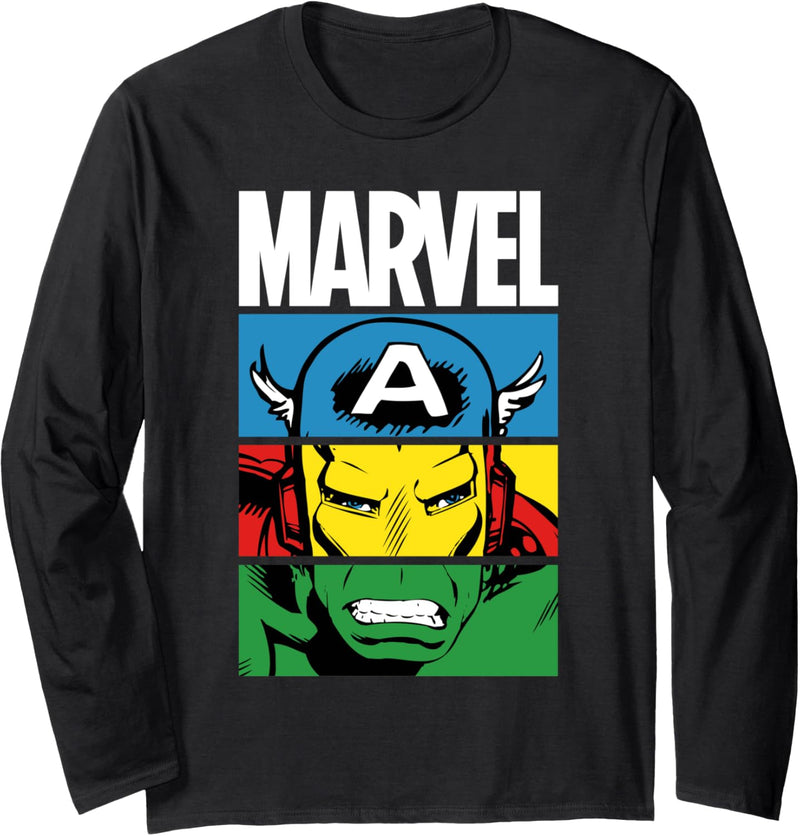 Marvel Heroes Unite Captain America, Iron Man, Hulk Dark Langarmshirt