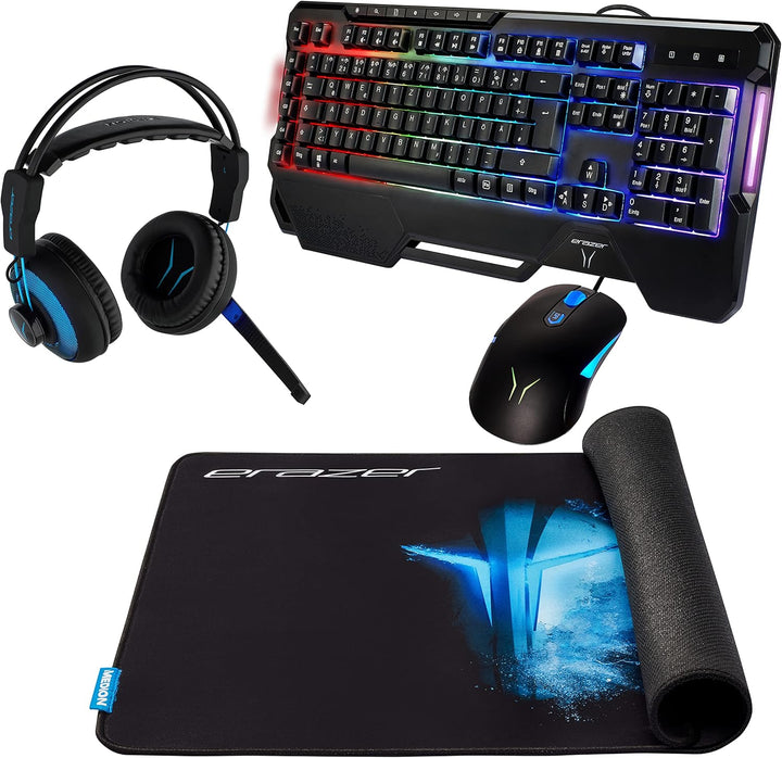 MEDION ERAZER P81016 Gaming Bundle (4 in 1 Gaming Paket, Gaming Tastatur, Gaming Maus, Gaming Headse