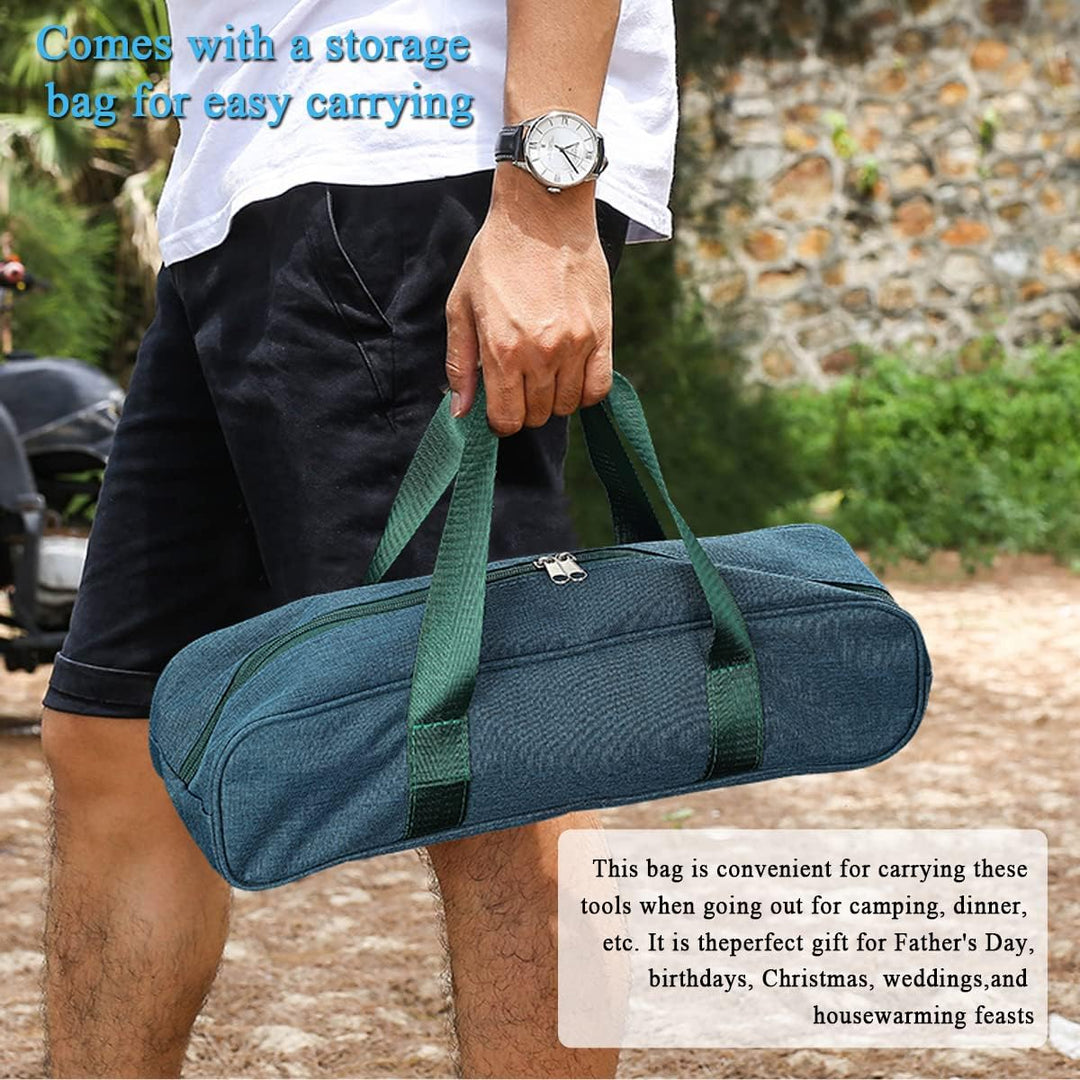 Kyraton Grill Zubehör Kit 9 teilig, Grill Zubehör Werkzeug Set, Edelstahl mit Bakelit Griff, Hitzebe