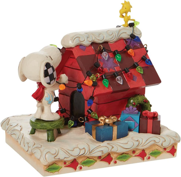 Enesco Jim Shore Peanuts Snoopy and Woodstock Dekofigur des Hundehauses, 13 cm, Mehrfarbig