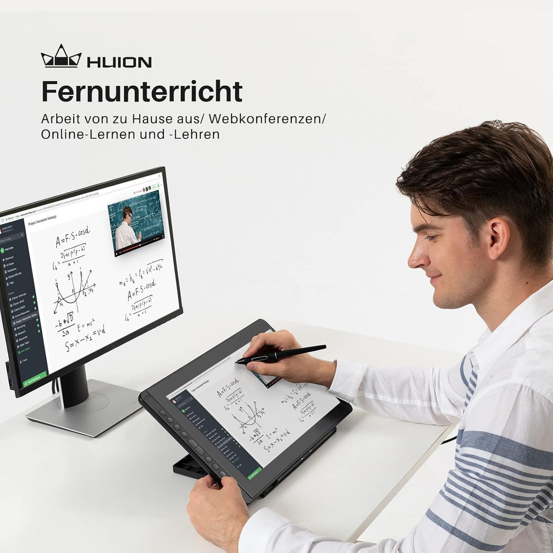 HUION Kamvas 16 Grafiktablett mit Display, 15,6 Zoll，8192 Stufen Batterieloser Stift, 10 Tasten Zeic