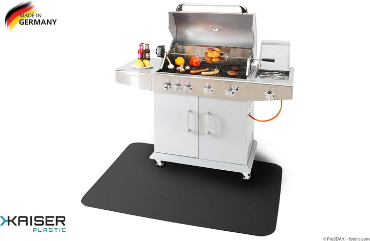 KAISER plastic® Grillmatte | Unterlage | 117 x 153 cm | Schwarz | Made-In-Germany | Für Terrasse - G