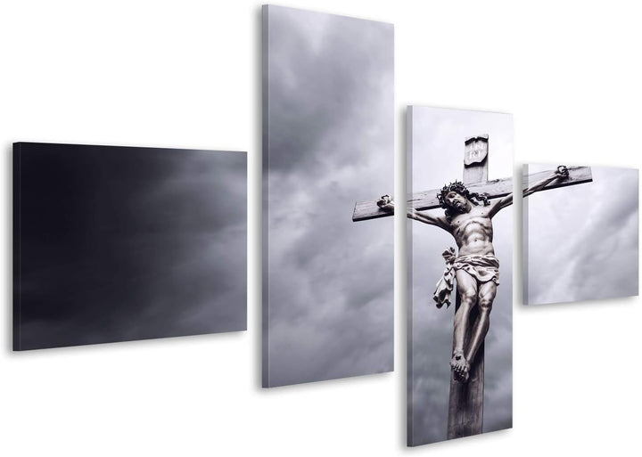 islandburner, Bild auf Leinwand Kreuzigung von Jesus Christus Wandbild Poster Leinwandbild 150x80 4-