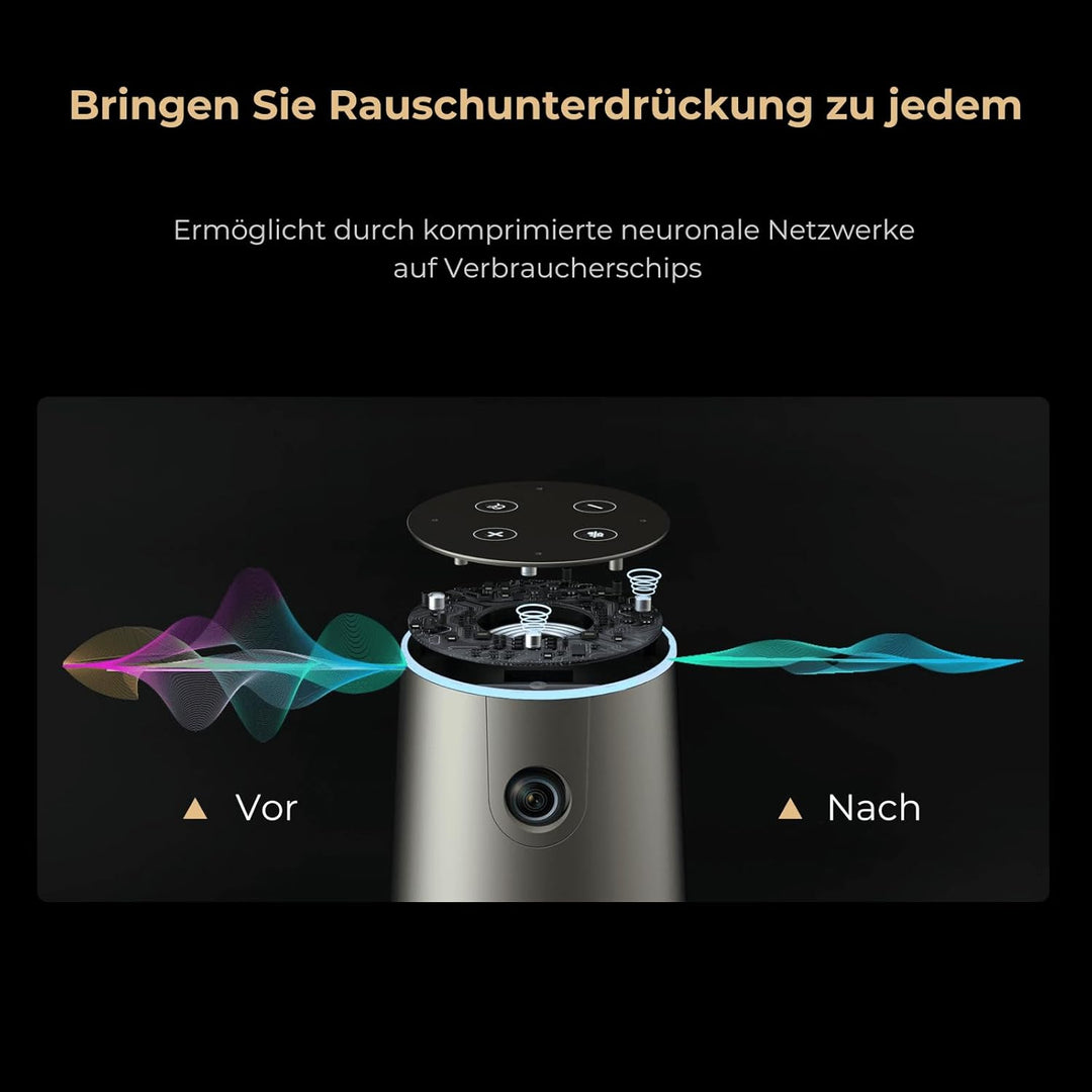 Nuroum C46 4K Videokonferenz-Webcam mit Mikrofon und Lautsprecher, 120° Blickfeld/Auto-Framing/5x Zo