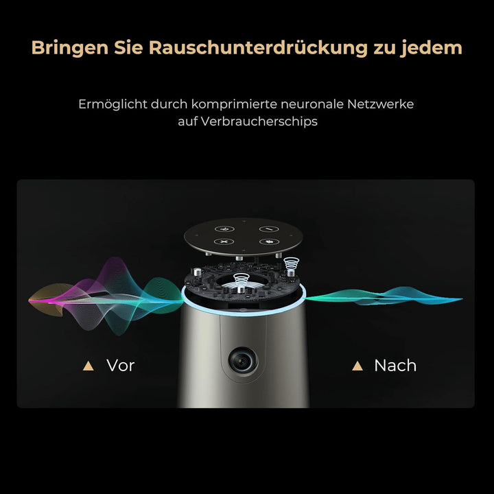 Nuroum C46 4K Videokonferenz-Webcam mit Mikrofon und Lautsprecher, 120° Blickfeld/Auto-Framing/5x Zo