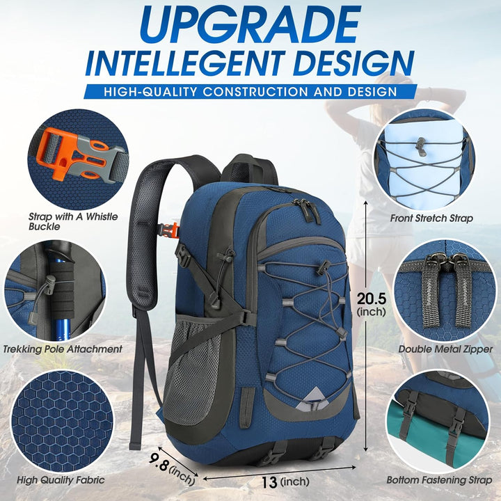 IGOLUMON Wanderrucksack Herren Damen 40L Wasserdichter Rucksack Leicht Faltbarer Reiserucksack Trekk