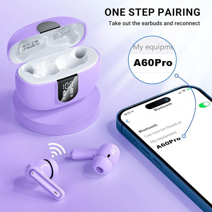 AOVOCE Kabellose Kopfhörer Bluetooth 5.3, HiFi-Stereo-Bluetooth-Kopfhörer, eingebauter Geräuschunter