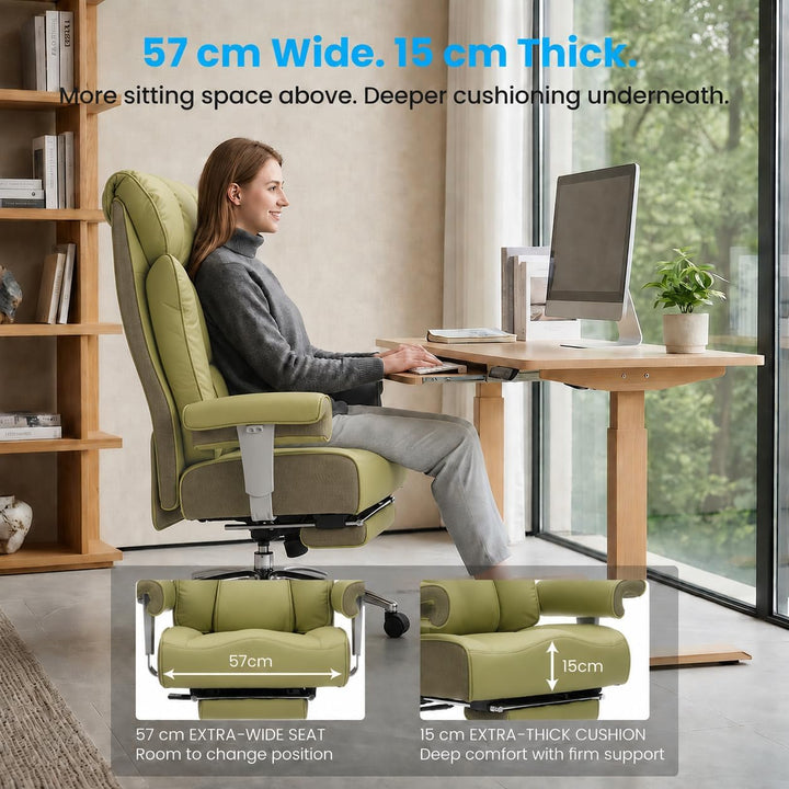 Efomao Bürostuhl, Executivesessel PU-Leder mit Integrierter Lendenwirbelstütze, Ergonomischer Chefse