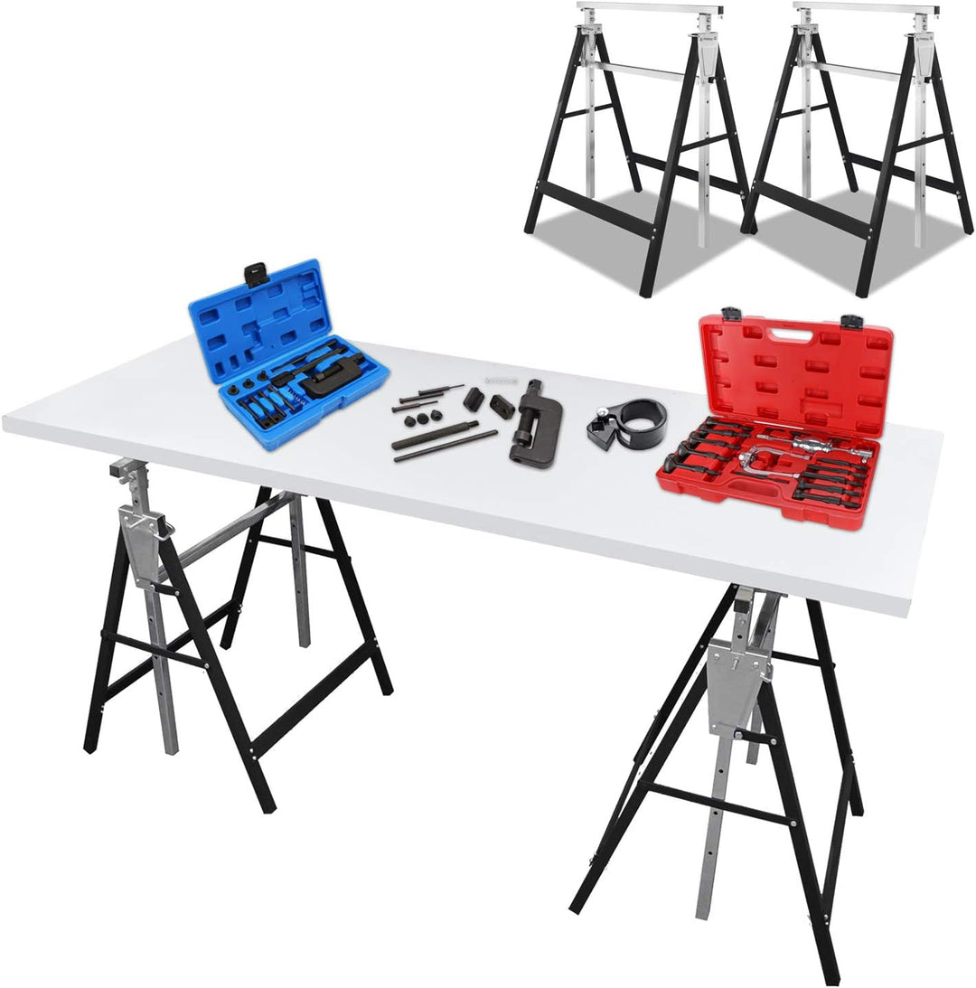 Daromigo Gerüstbock, 2x Unterstellbock 7-fach höhenverstellbar 80-130 cm, klappbar Metallbock Klappb