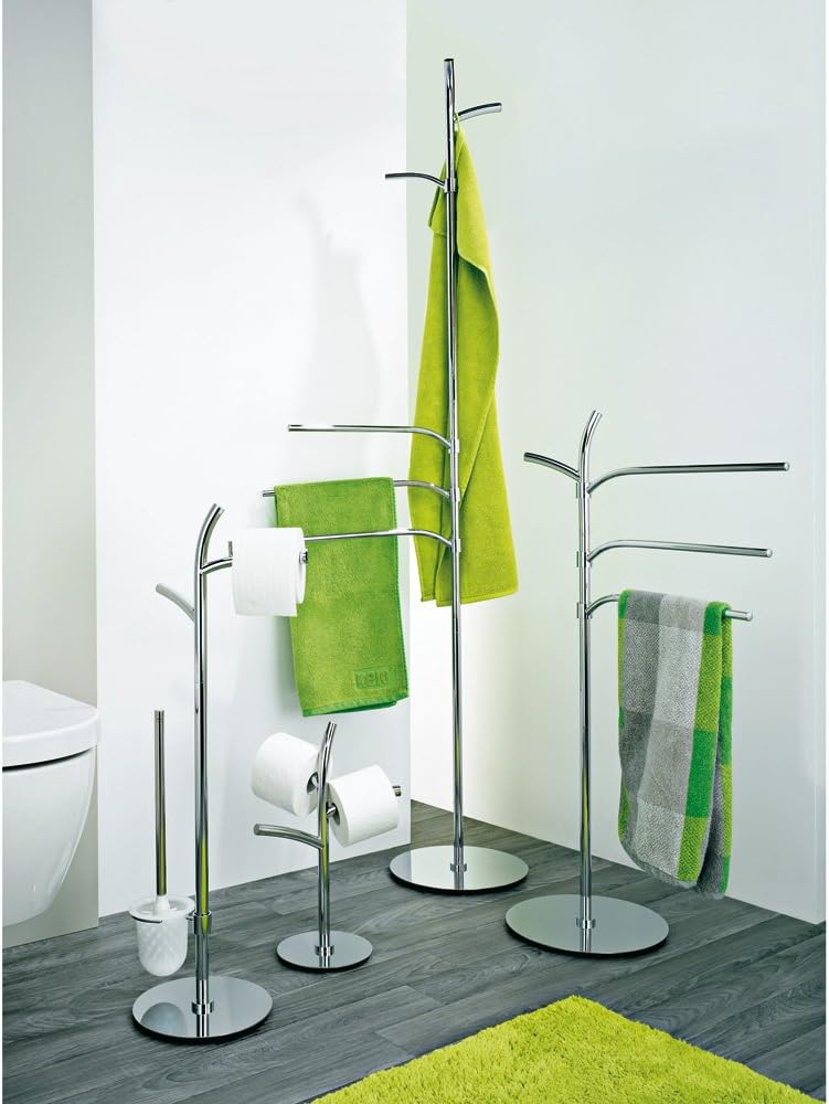 kela 22872 Handtuchhalter, 3 Arme, Rostfrei, Verchromtes Metall, 30 x 30 x 98.5 cm Höhe, Saltus, Sal