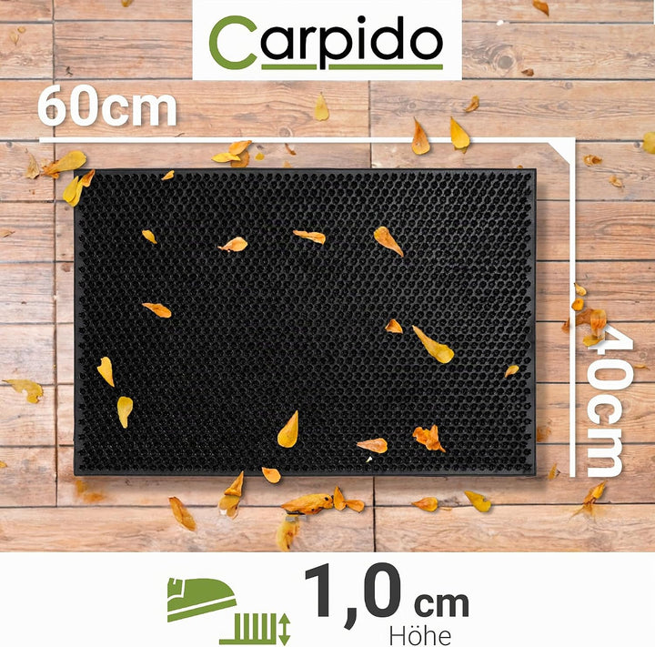 Carpido Wetterfeste Fussmatte Garten - Schwarz 40x60 cm - Outdoor Schmutzfangmatte - Türmatte leicht