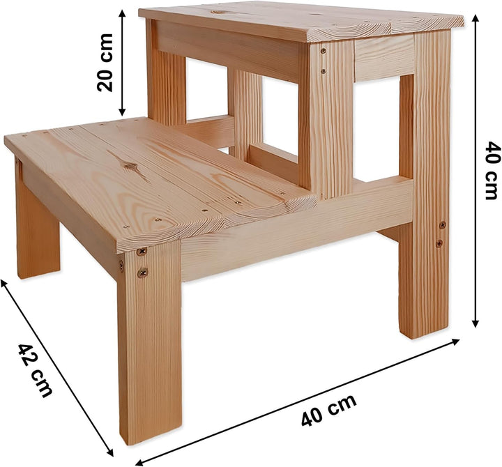 MG Design Kinder Tritthocker Holz 2 Stufen - stabil und sicher, Kindertreppe für Kinder und Erwachse