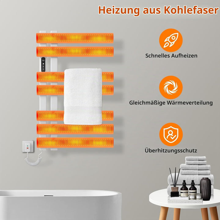 Badheizkörper Elektrisch, Weiss Handtuchheizkörper Elektrisch 450x720mm, Handtuchtrockner Elektrisch