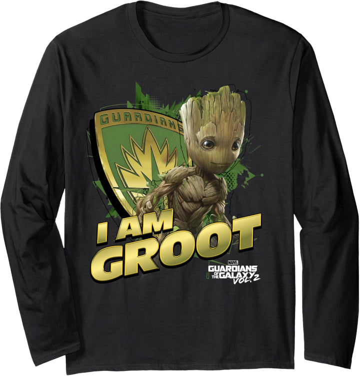 Marvel Guardians Vol.2 I AM GROOT Shield Splash Langarmshirt
