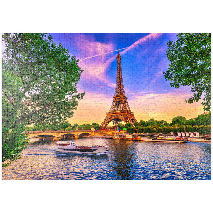 Eiffelturm und Seine bei Sonnenuntergang in Paris, Frankreich - Premium 1000 Teile Puzzle - MyPuzzle