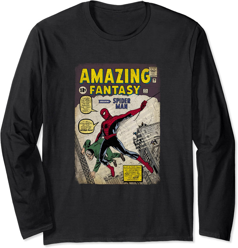 Marvel The Amazing Spider-Man Distressed Comic Cover Langarmshirt