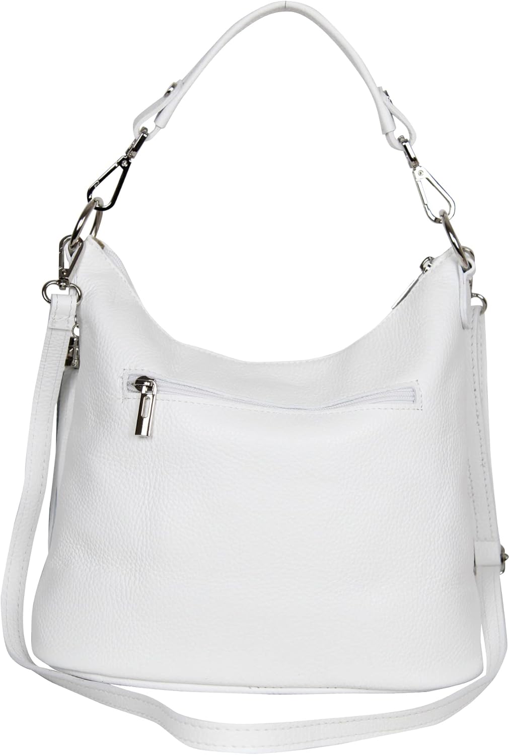 AmbraModa GLX09 - Damen Handtasche Schultertasche Beutel aus Echtleder Weiss, Weiss