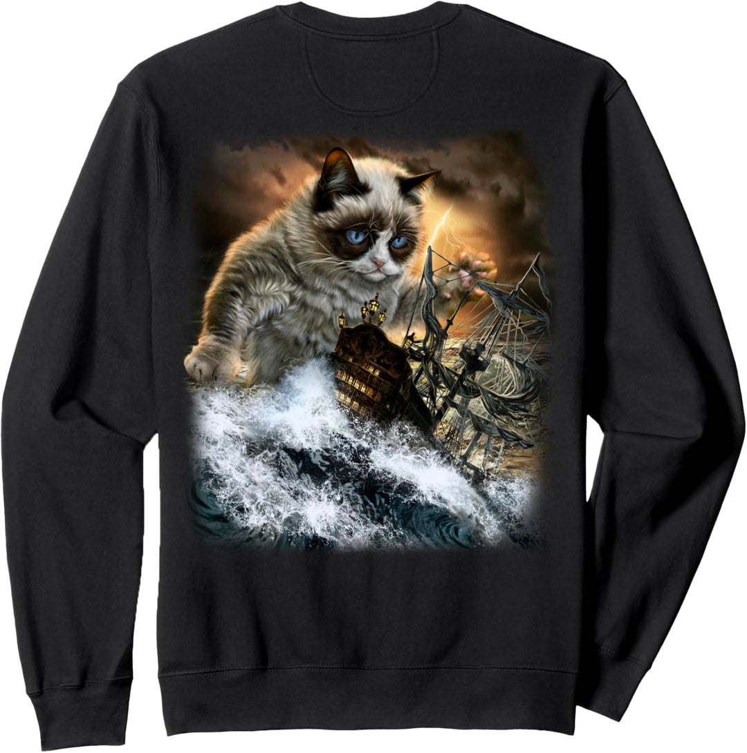 Monster Katze Hinterhalt Galeone Segelschiff Sweatshirt