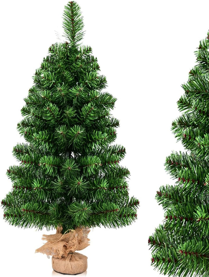 KOMFOTTEU künstlicher Weihnachtsbaum Mini, Tisch Christbaum mit Tannenzapfen & Zweigspitzen, Kleiner