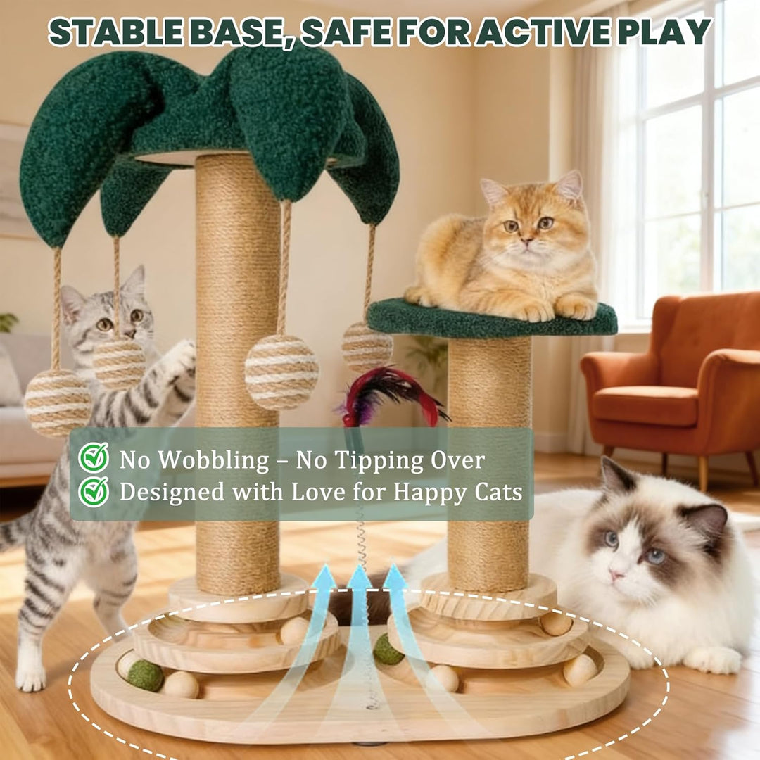 6-in-1 Katzenspielzeug Selbstbeschäftigung Holz, Kratzspielzeug für Katzen, Spielzeug mit Katzenminz