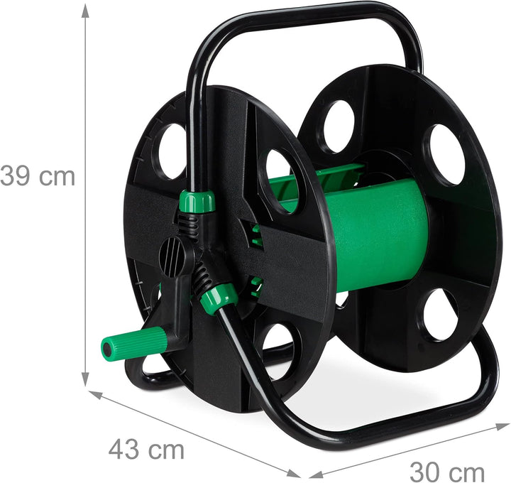 Relaxdays Schlauchtrommel, Wasserschlauchaufroller leer, für 30 m 1/2" Gartenschlauch, HBT 39 x 43 x