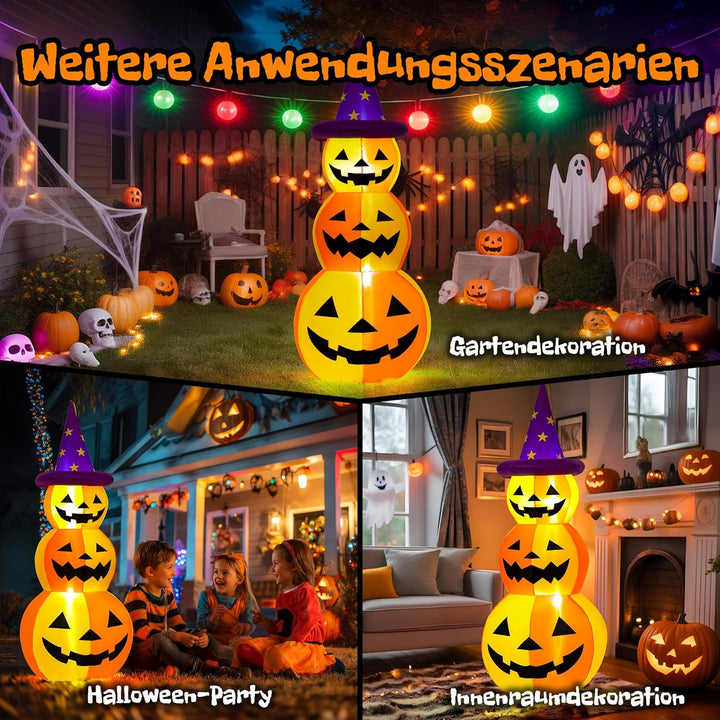 Solpex Halloween Dekoration Aufblasbare Kürbisdekoration, 150m/5FT, gestapelte Kürbisse mit LED-Bele
