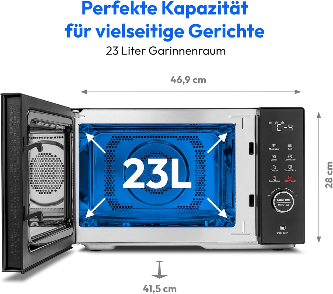 MEDION Mikrowelle mit Grill und Heissluft (23 Liter, 900 Watt, 1000 Watt Grill, 1680 Watt Heissluftf