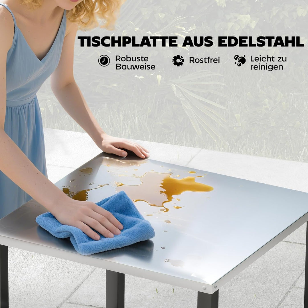 Outsunny Grillwagen 3-Etagen Grilltisch mit Edelstahl Arbeitsfläche Rollen mobiler Servierwagen Outd