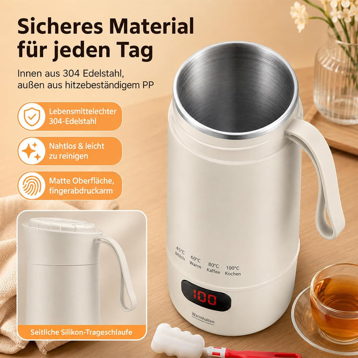 ZYNERY Reisewasserkocher Klein 400ml, Mini Wasserkocher Touch, Edelstahl