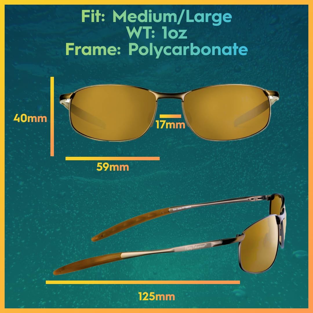 Fliegen Fisherman San Jose polarisierte Sonnenbrille Bernsteinfarbene Gläser Bernstein, Bernsteinfar