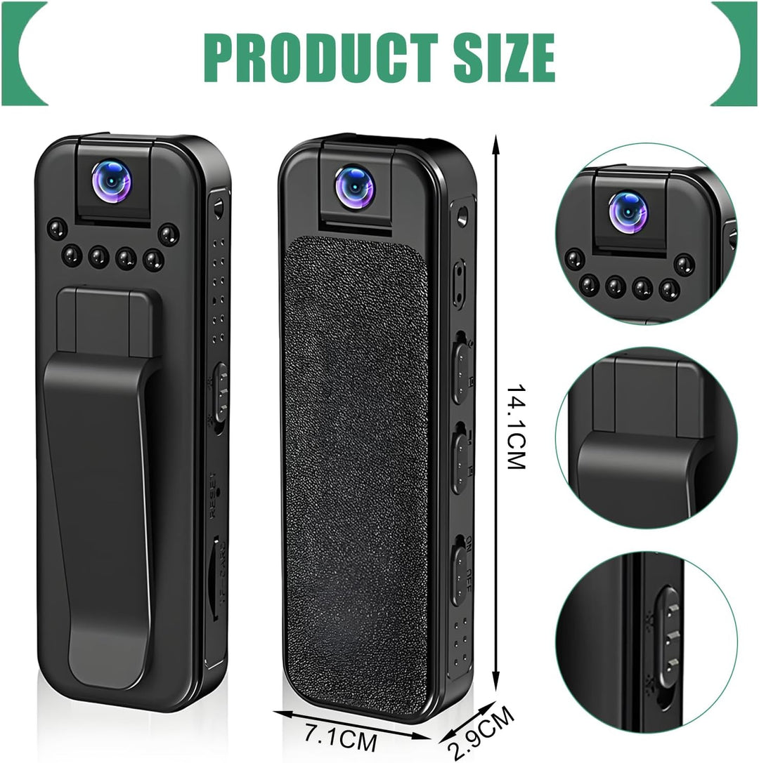 ZeiLaBang Kakadi 1080P Mini-Körperkamera,Tragbare Bodycam,Tragbarer Polizei-Camcorder,Audio Video Au