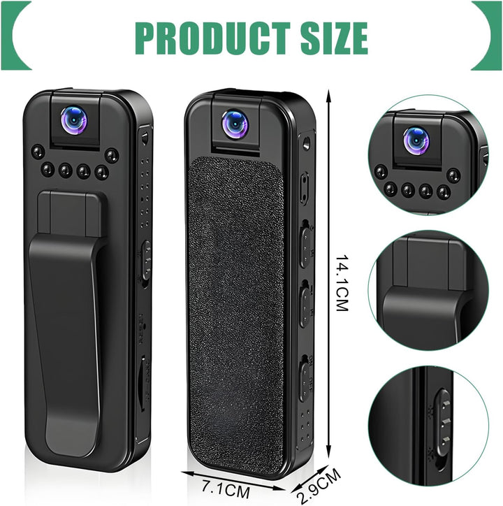 ZeiLaBang Kakadi 1080P Mini-Körperkamera,Tragbare Bodycam,Tragbarer Polizei-Camcorder,Audio Video Au