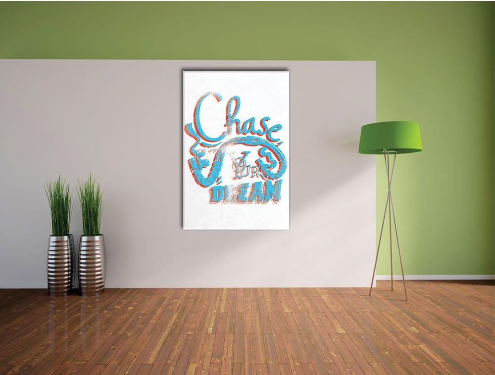 Pixxprint Chase Your Dream White Bild auf Leinwand, XXL riesige Bilder fertig gerahmt mit Keilrahmen