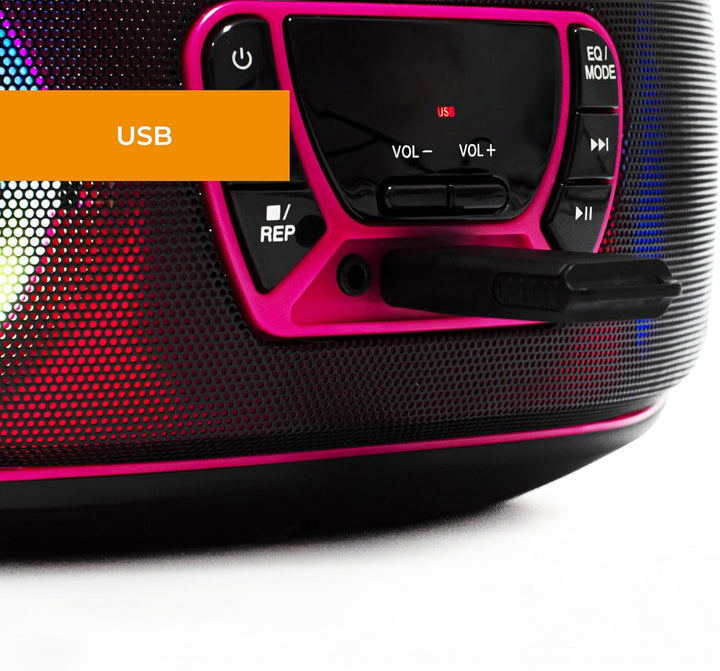 Denver Electronics TCL-212BT CD-Radio UKW AUX, CD, USB, Bluetooth Stimmungslicht Pink, 111141300011