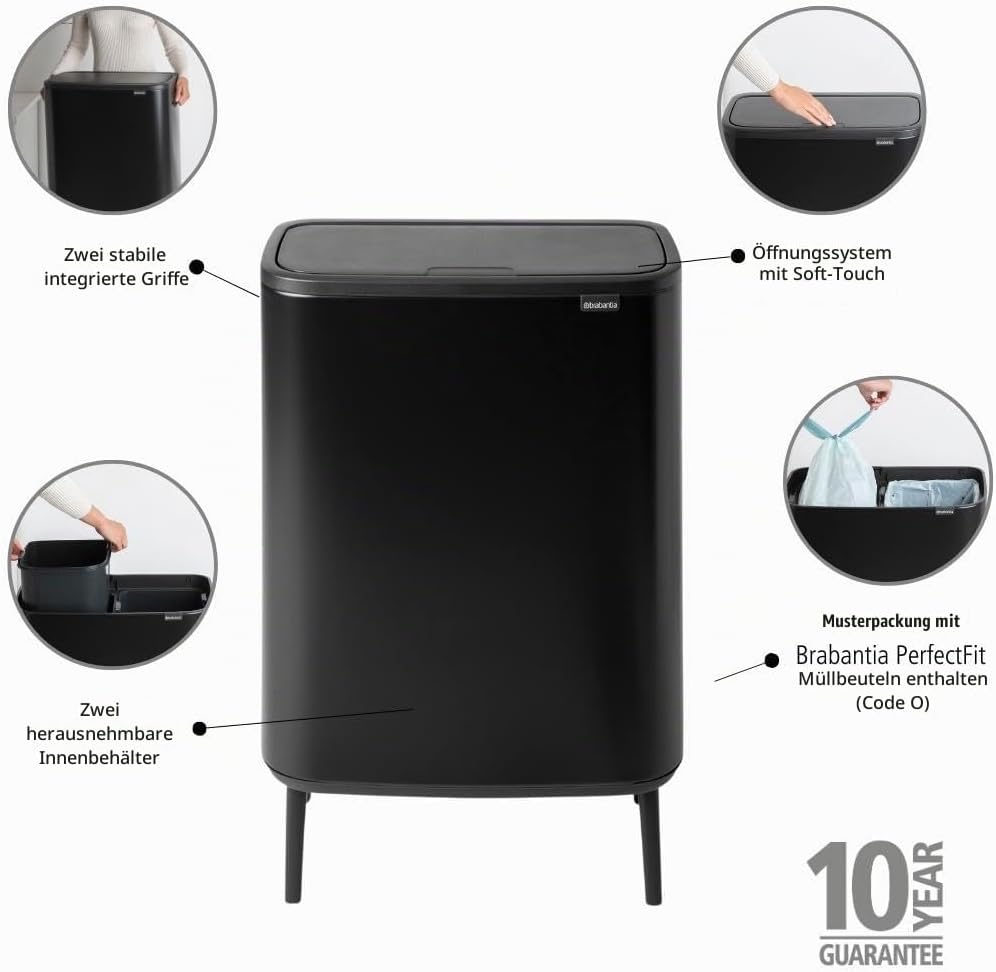 Brabantia BO Touch Bin Hi, 2x 30L