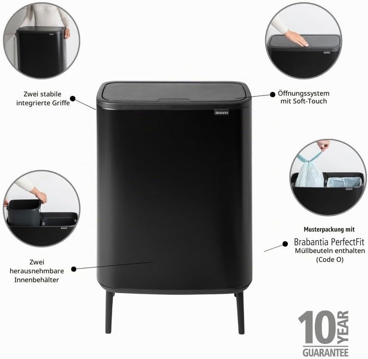 Brabantia BO Touch Bin Hi, 2x 30L