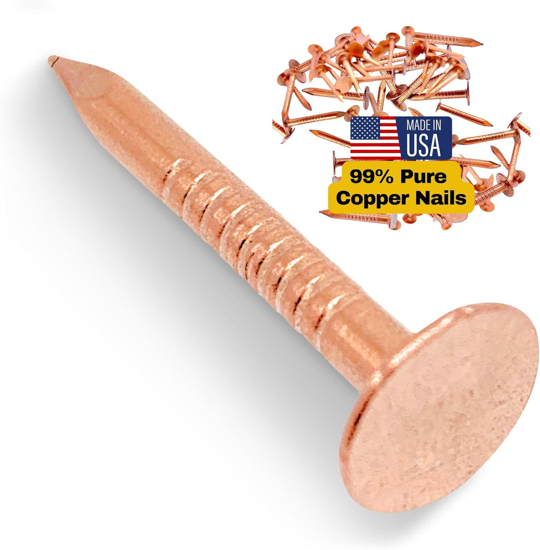 Dubbs Hardware - 2,5 cm Kupfernägel für Dachdecker, 100 Nägel, massives reines Kupfer, Schiefer, bli