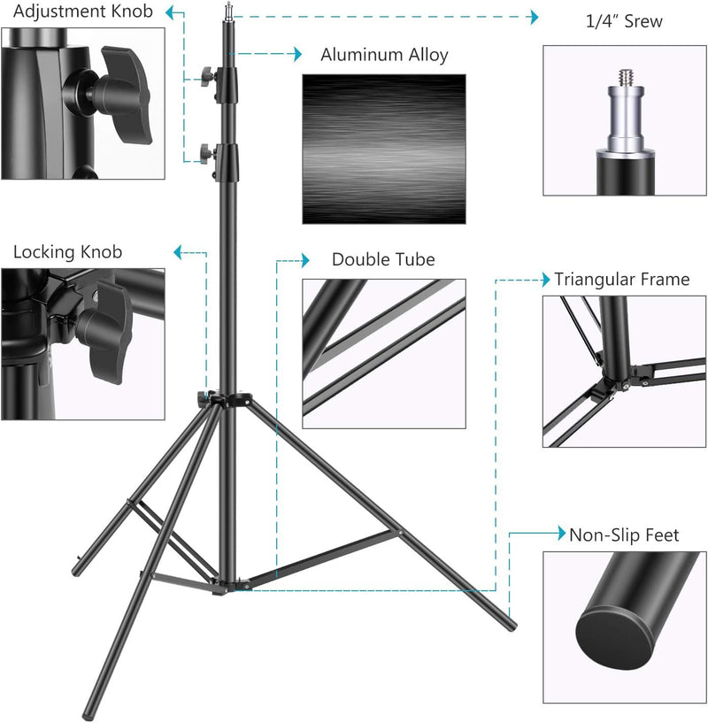 Neewer Licht Stativ 3 Meter Pro Heavy Duty federbelastet Ganzmetall Verschlussringe 2er Set mit Trag