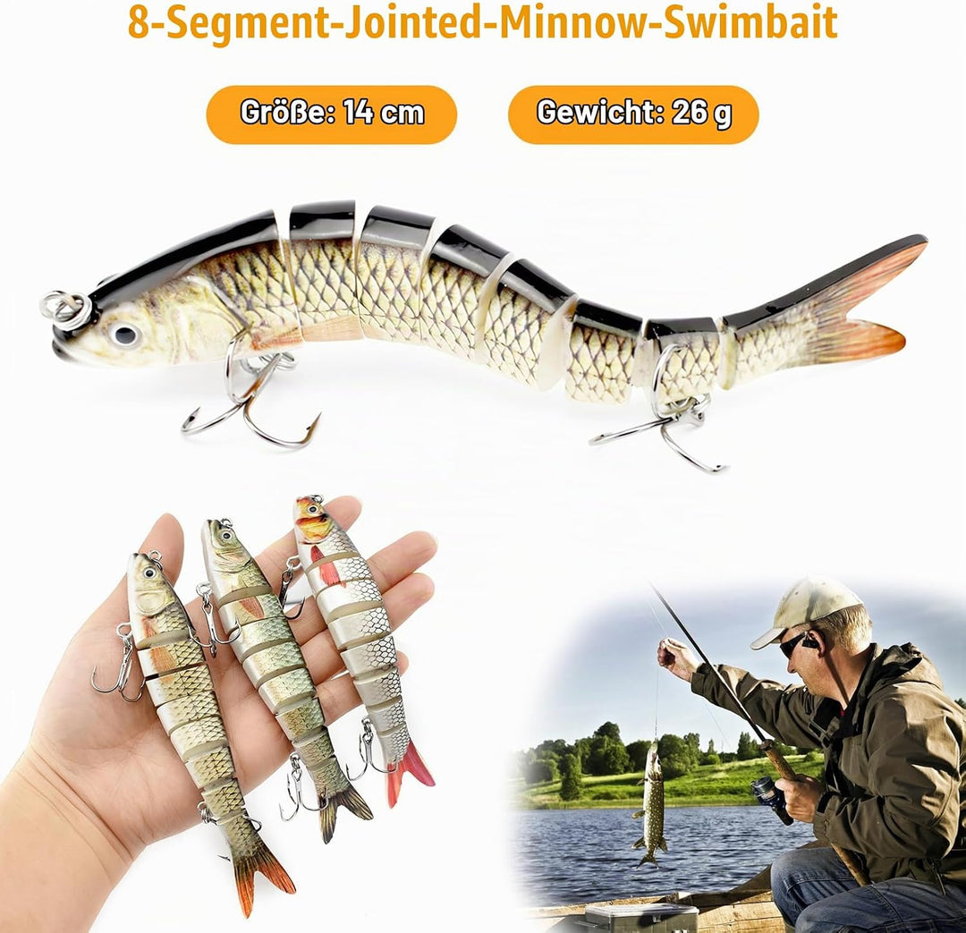 5 Stück Wobbler Hecht, Hecht Köder, Swimbait Lebensechter für He-CHT, Gross Kunstköder Zander ür Süs