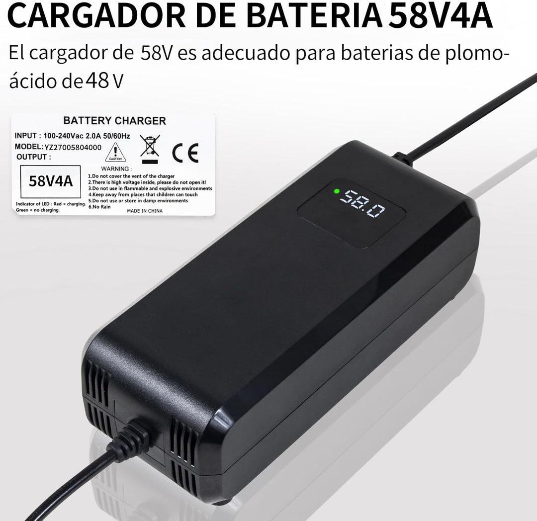 58 V 4 A Blei-Säure-Batterieladegerät für 48 V mit LED-Anzeige zur Anzeige der Ladespannung in Echtz