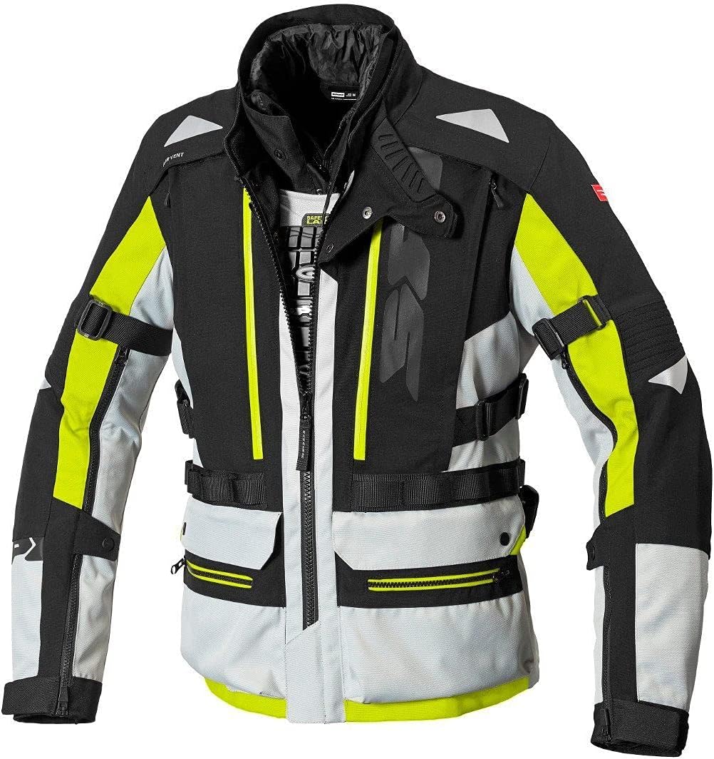Spidi H2Out Allroad Motorrad Textiljacke (Black/Grey/Yellow,L)