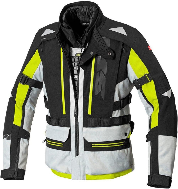 Spidi H2Out Allroad Motorrad Textiljacke (Black/Grey/Yellow,L)