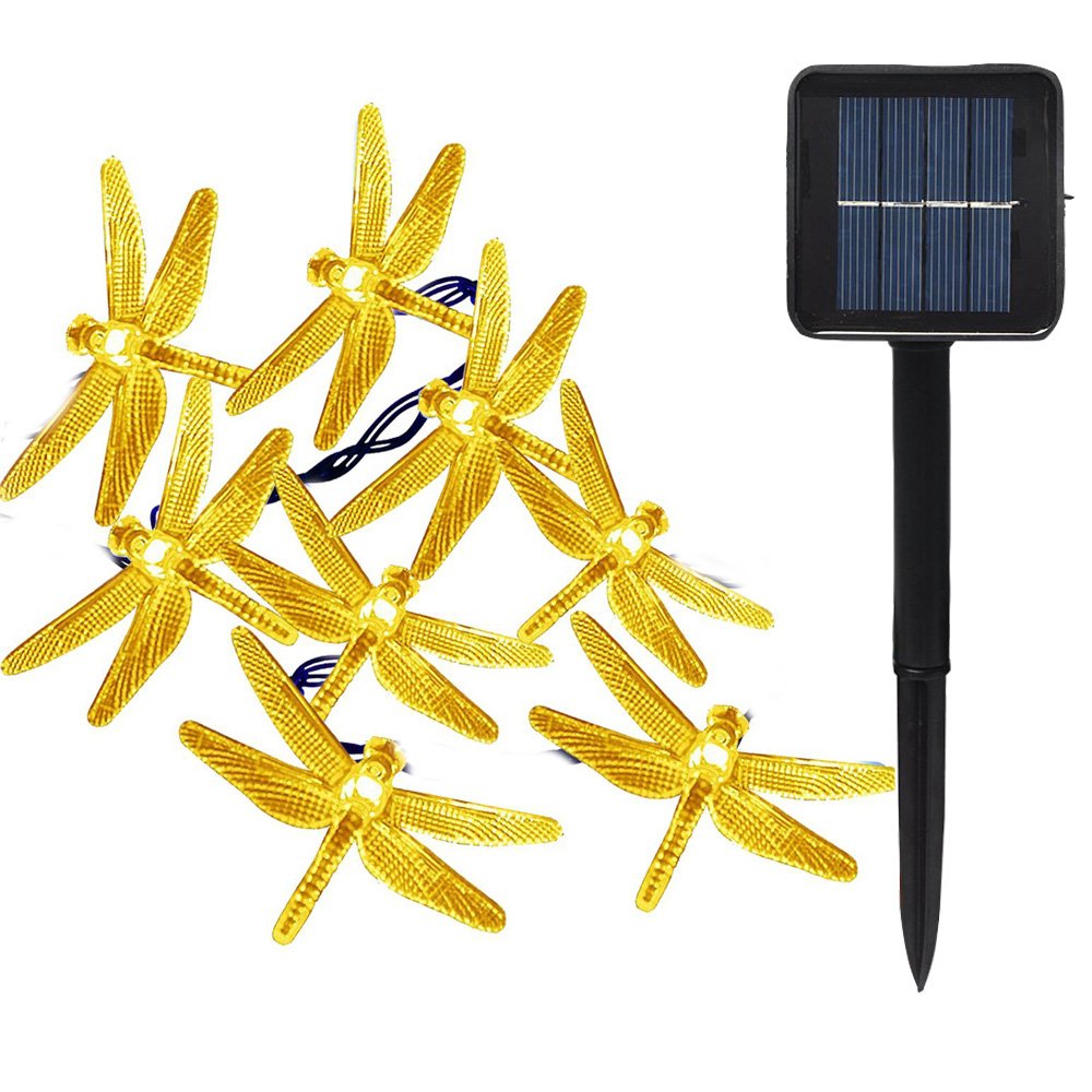 KEEDA 20 LED Solar Libellen Lichterkette - Wasserdicht, 8 Modi - Aussen 16ft Solarleuchten für Garte